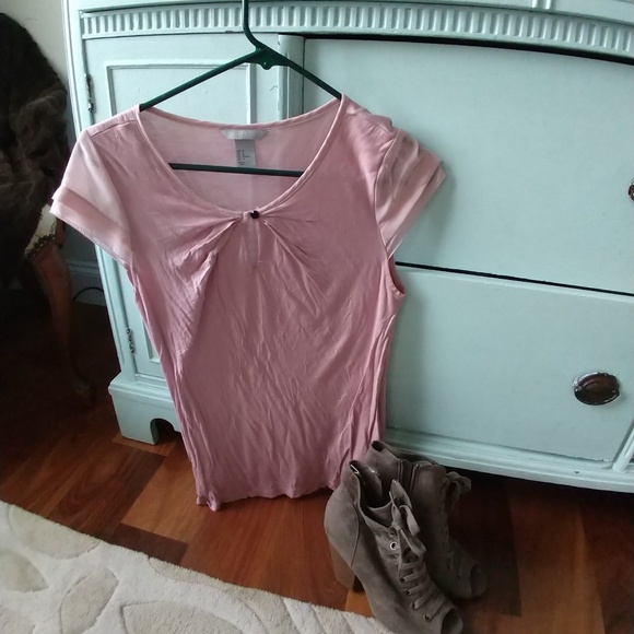 H&M Tops - Pastel Pink Chiffon and Knit Top